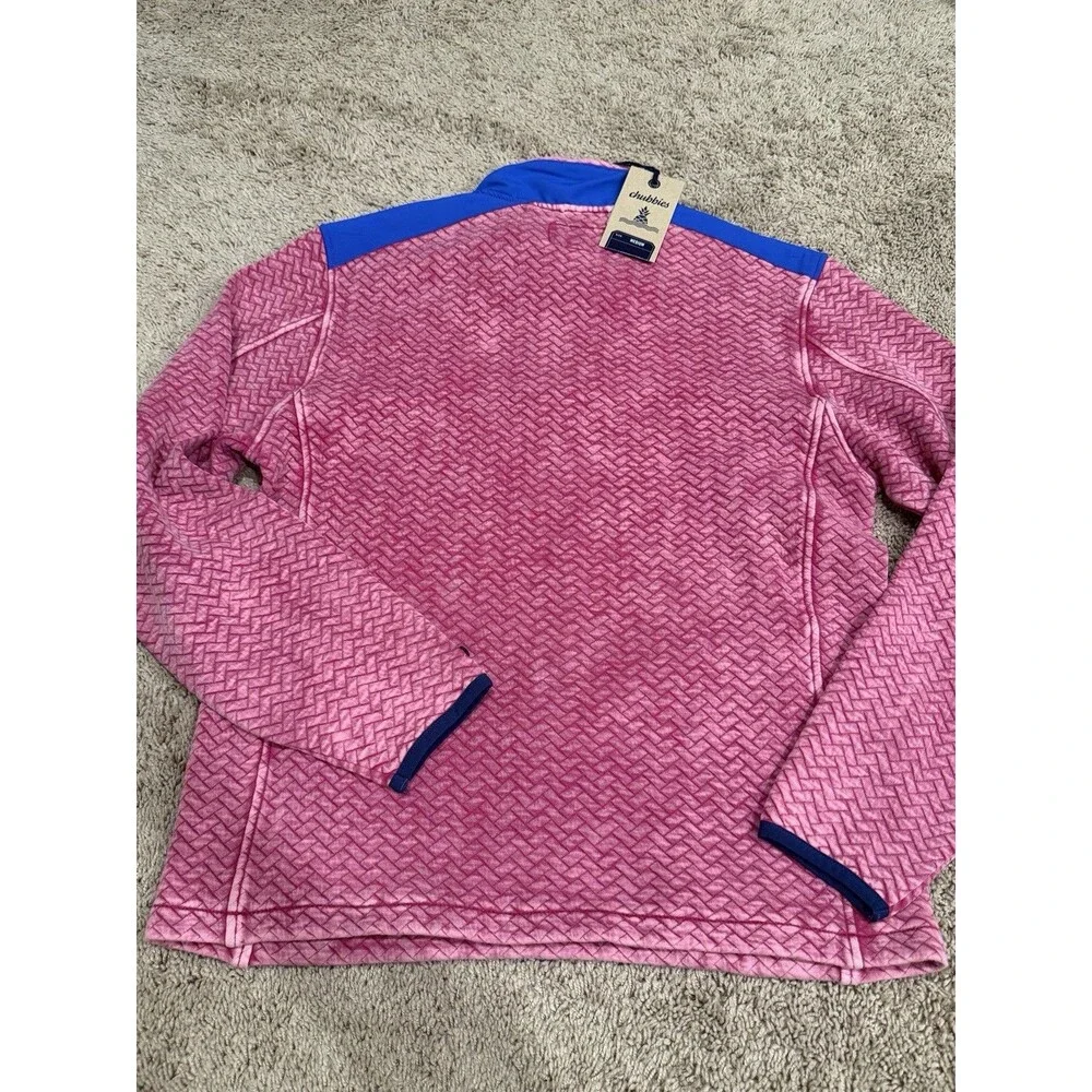 Chubbies The Let Me Pink Blue 1/4 Zip Quilted Jacket Fleece Sweater Men’s M Nwt